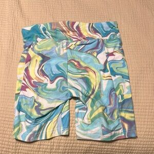 Colorful Swirl Patterned Biker Shorts